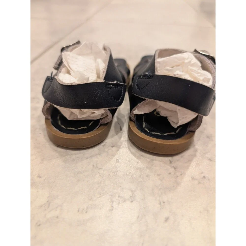 Toddler Girls Size 5 Salt Water Summer Sandals Dark Blue Interwoven Leather